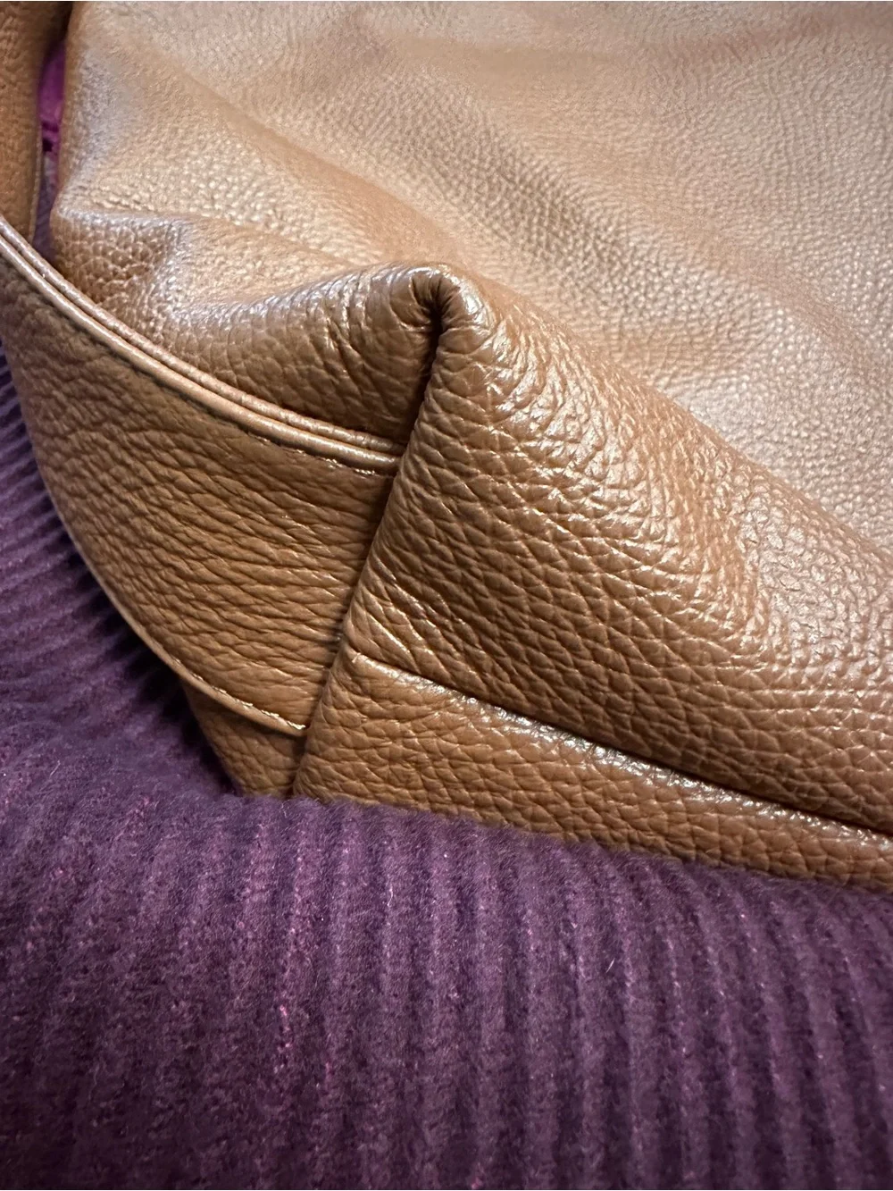 Vera Pelle Leather Convertible Backpack, Made in Italy Cognac Tan Hobo Bag Italy